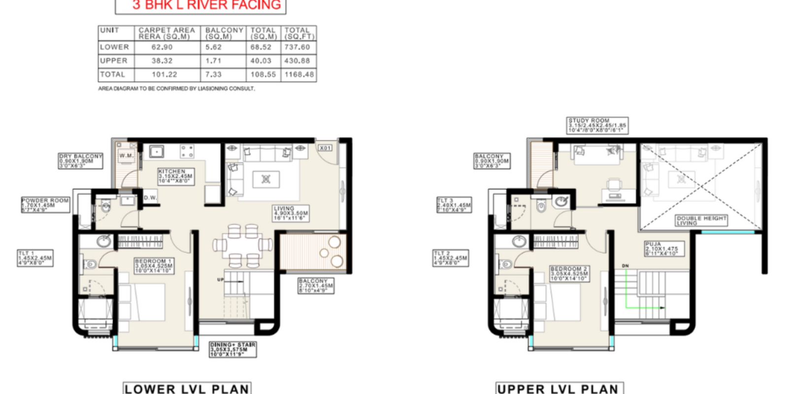 Riverdale Grand in Kharadi Pune 3 BHK Floor Plan